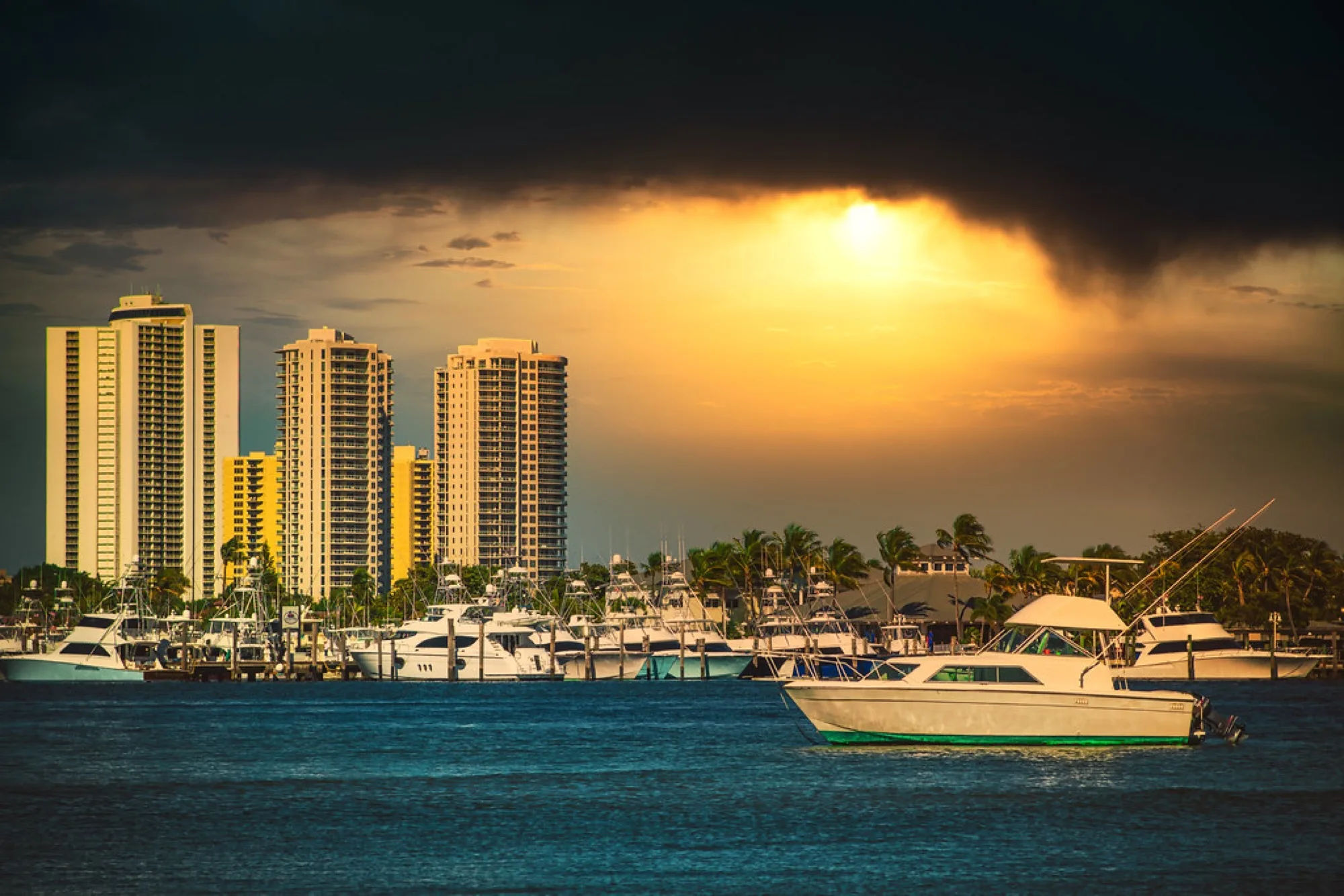 Storm light over the marina. Misc photography by Robin Mehdee, South Florida.