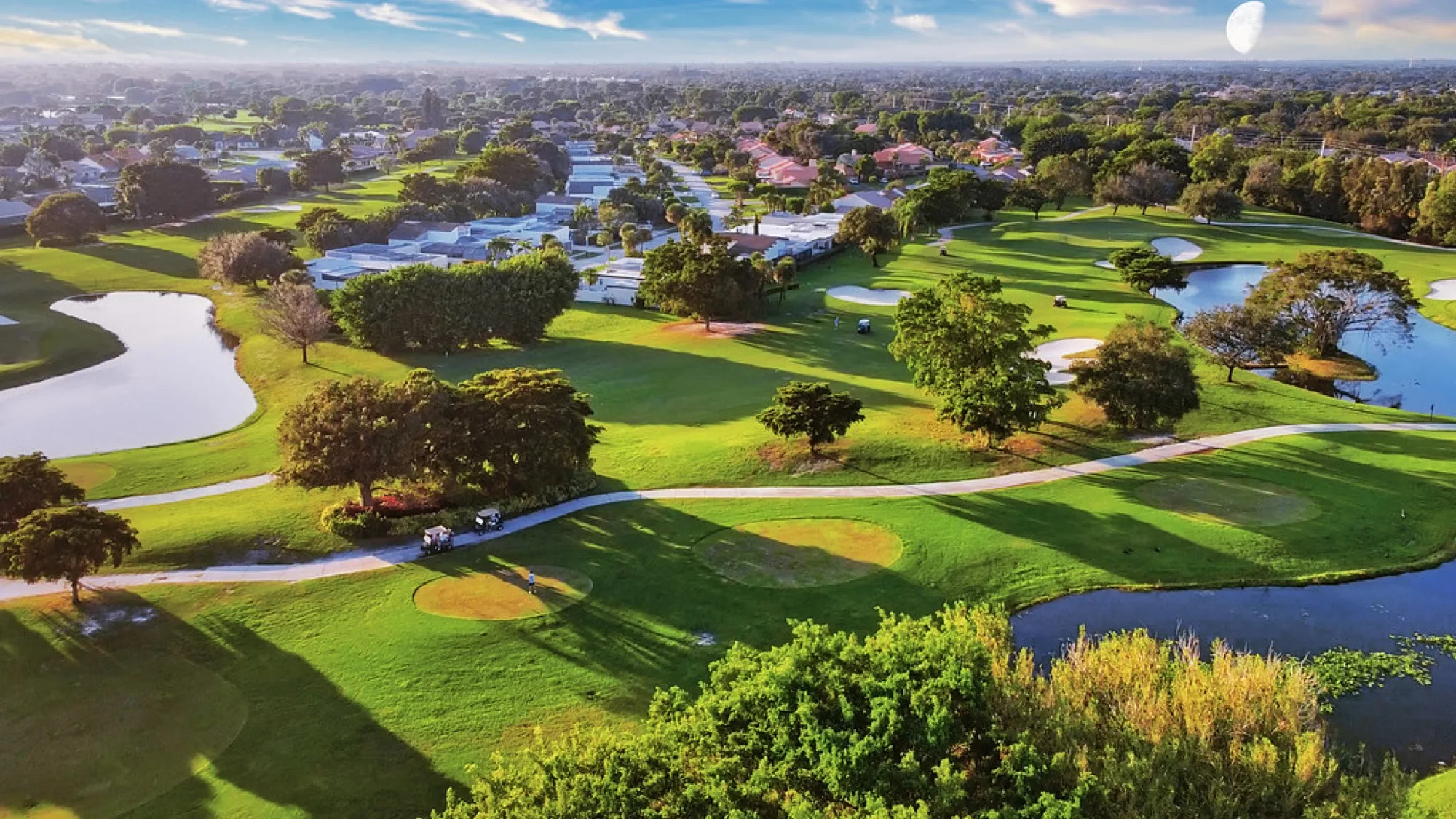 Fairways and a rising moon. Misc photography by Robin Mehdee, South Florida.